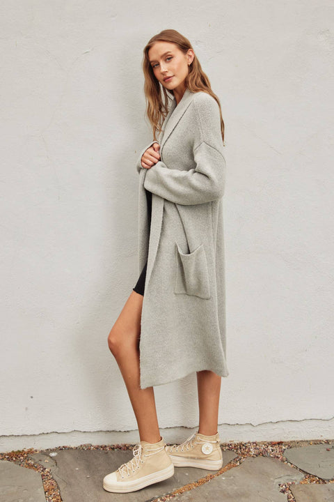 Cozy Long Cardigan-Grey