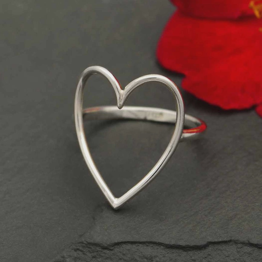 Sterling Silver Large Wire Heart Ring