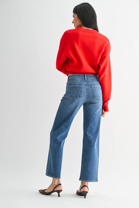 Malinda Mid Rise Slim Wide Leg