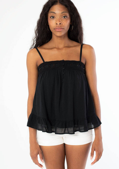 Flowy Crochet Trim Tank Tap