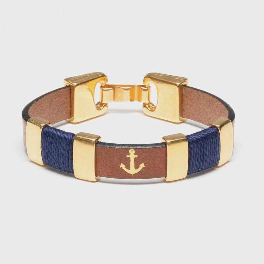 Chatham Bracelet - Mahogany/Navy/Gold