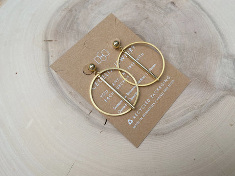 Elegant Gold Plated Bar Hoop Earrings