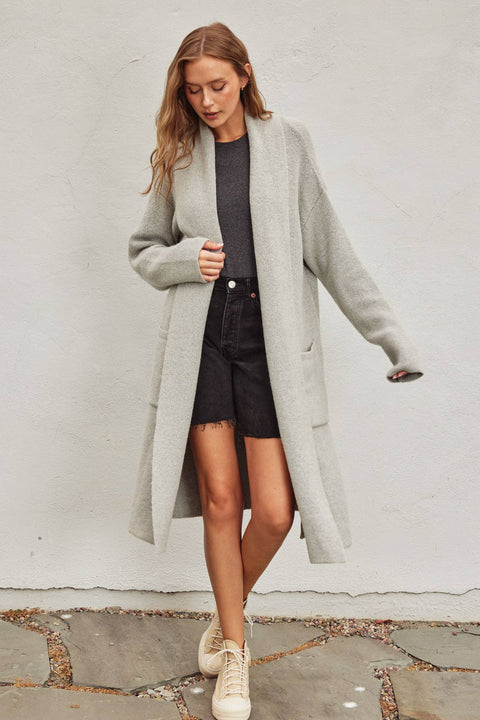 Cozy Long Cardigan-Grey