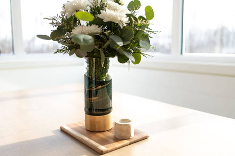 Resin Accented Vase with Bamboo Base