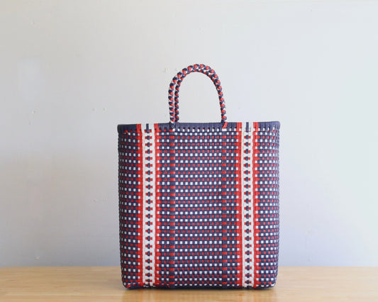 Valeria Blue, Red & White Tote Bag