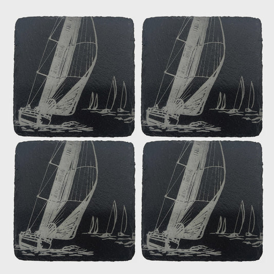 4 Slate Coasters - Yachting
