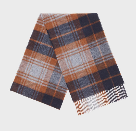 Merino Lambswool Scarf-Navy/Rust